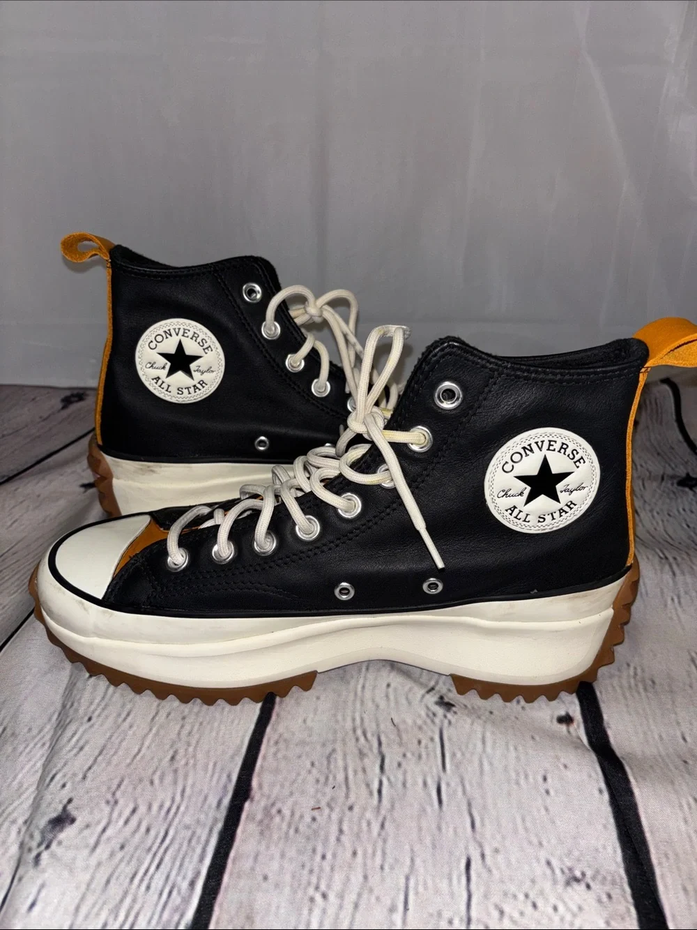 Converse Kids Black and Brown Platform Lug Sole High-Top Sneakers